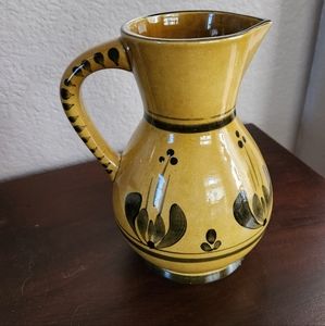 Vintage Gmundner Keramik Pitcher Mustard Color 8 inches tall EUC $22